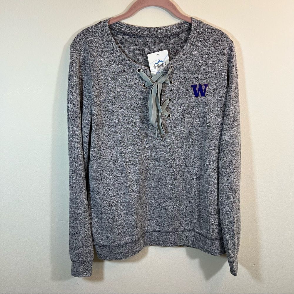 Summit Gray University of Washington Lace Up Sweatshirt Medium NWT
